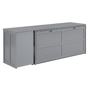 Merax Murphy Bed Queen Size, Murphy Cabinet Bed with Rotatable Desk and Shelves, Gray