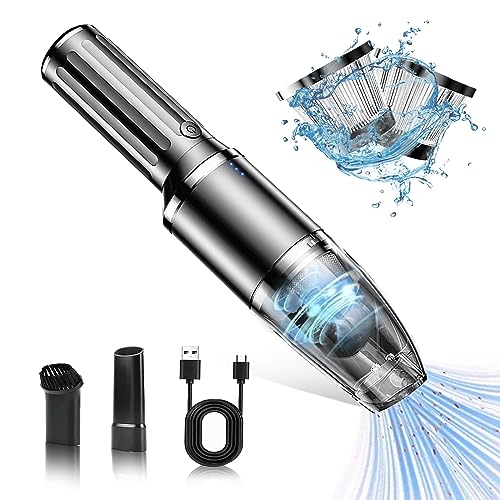 Portable Handheld Car Vacuum Cleaner 120W Power Cordless Suction Wet Dry Vacuum Cleaner for Car Detailing Travel RV Camper for Home and Car (Black)