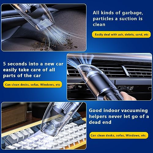 Portable Handheld Car Vacuum Cleaner 120W Power Cordless Suction Wet Dry Vacuum Cleaner for Car Detailing Travel RV Camper for Home and Car (Black)