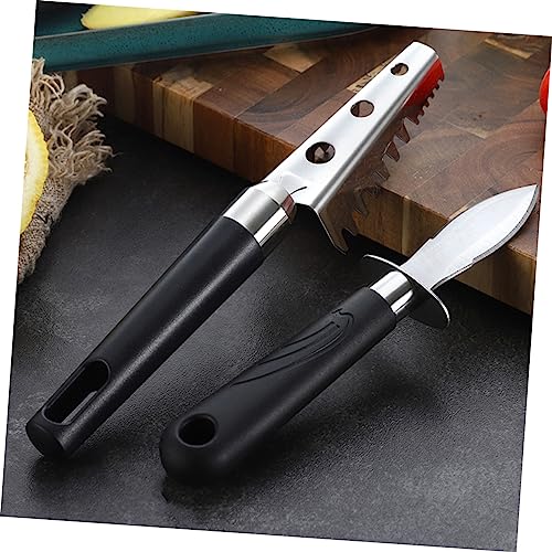 BESTonZON 2pcs Oyster Knife Fish Skin Brush Oyster Shucking Knife Oyster Opener Household Cleaner Japanese Tools Cleaning Tools Oyster Shucking Tools Open Shell Tool Seafood Shucking Tools