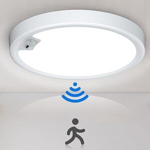 keplug motion sensor ceiling light, led flush mount ceiling light fixture 18w/1600lm, motion sensor light indoor for stair closet porch hallway laundry, time dimmable ceiling lights 3000k/4000k/6000k