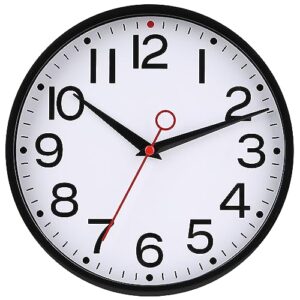 qwanpet wall clock,9 inch modern wall clocks,quality quartz silent non ticking wall clock, decor wall clocks for office, home, bathroom, kitchen, bedroom, school, living room(black)