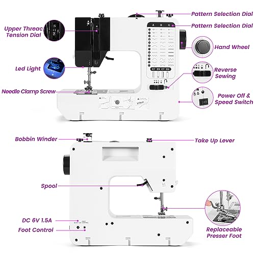 Sewing Machine, Mini Sewing Machine for Beginners and Kids, Portable Electric Sewing Machine, 38 Stitches Adjustable Speed Speed with Foot Pedal & Sewing Kit (Newest Upgrade Version)