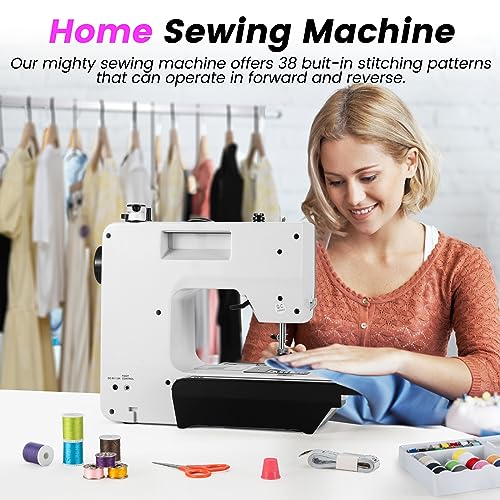 Sewing Machine, Mini Sewing Machine for Beginners and Kids, Portable Electric Sewing Machine, 38 Stitches Adjustable Speed Speed with Foot Pedal & Sewing Kit (Newest Upgrade Version)