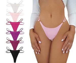 abandi 6 pack g-string thongs for women,t back heart ring panty sexy low rise tangas seamless underwear thong panty, size s
