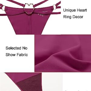 abandi 6 Pack G-String Thongs for Women,T Back Heart Ring Panty Sexy Low Rise Tangas Seamless Underwear Thong Panty, Size S