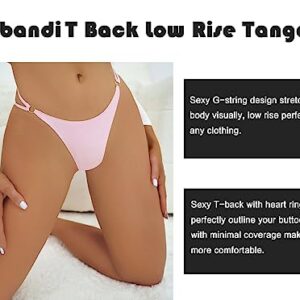 abandi 6 Pack G-String Thongs for Women,T Back Heart Ring Panty Sexy Low Rise Tangas Seamless Underwear Thong Panty, Size S