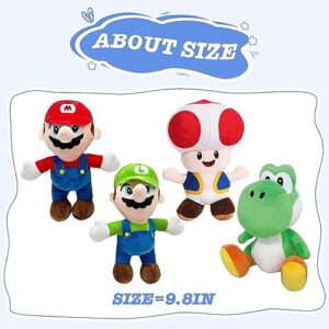 HJINH Ultra Mario All Star Collection,Mario Plush Toys and Luigi Stuffed Plush Toys,Yoshi and Toad Stuffed Plush Toys,Set of 4 Plushie Doll 9.8 inches