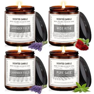 candles for home scented, candles set for women, 28 oz 200 hour long lasting aromatherapy amber jar candles for women, valentine, mother's day anniversary present