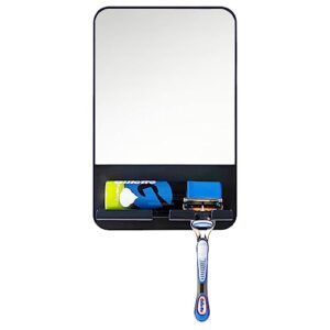 taili shower mirror fogless for shaving with razor holder, no fog mirror for shower suction, rust-proof & removable bathroom mirror for men and women, shower makeup shave mirror,black