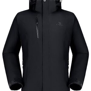 CAMEL CROWN Outdoor Jacket Men Winter Ski Jacket Windbreaker 3 in1 Hooded Rain Coat for Traveling Climbing Hiking