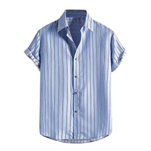 lastesso mens clothes hawaiian shirts mens short sleeve button up shirts mens shirt men summer shirts blue m