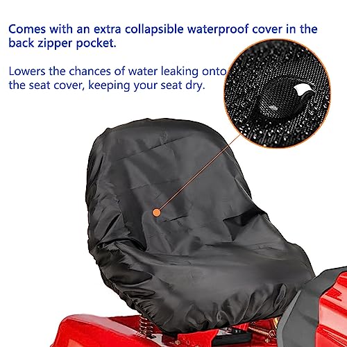 Amzbear Riding Lawn Mower Seat Cover,Waterproof Tractor Seat Cover fits Tractor Seat Backrests 12.5" - 14" H Without Armrests, Approx 18”W (M:12.5" - 14" H Without Armrests)