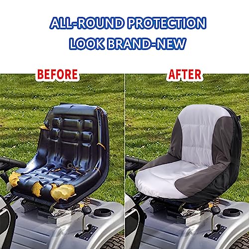 Amzbear Riding Lawn Mower Seat Cover,Waterproof Tractor Seat Cover fits Tractor Seat Backrests 12.5" - 14" H Without Armrests, Approx 18”W (M:12.5" - 14" H Without Armrests)