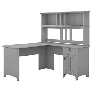 Bush Furniture Salinas L Shaped Desk and Hutch, Cape Cod Gray & Salinas 6 Cube Organizer, Cape Cod Gray