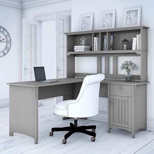 Bush Furniture Salinas L Shaped Desk and Hutch, Cape Cod Gray & Salinas 6 Cube Organizer, Cape Cod Gray