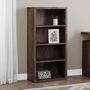 Monarch Specialties Computer Desk L-Shaped - Left or Right Set- Up - Corner Desk with Hutch 60" L (Brown Reclaimed Wood) & Bookcase - Sturdy Etagere with 3 Adjustable Book Shelves - 48”H (Brown)