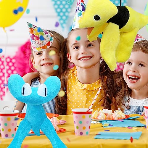 SmallBos Rainbow Friends Plush, Rainbow Fiends Chapter 2, Cyan Rainbow Friends Plush, Rainbow Friends Toys, Rainbow Friends Birthday Decorations (Cyan + Yellow)