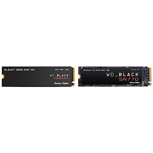 WD_BLACK 2TB SN850X NVMe Internal Gaming SSD Solid State Drive - Gen4 PCIe, M.2 2280, Up to 7,300 MB/s - WDS200T2X0E & 1TB SN770 NVMe Internal Gaming SSD Solid State Drive