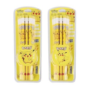 tafh 12 pcs anime pencils cute pencil top eraser, yellow pencils kawaii pencils pencil gifts for kids,school supplies for students(random 1 box)