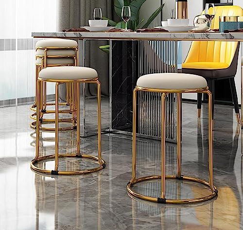 Technology cloth Bar Stool Backless Bar Stools Counter Stools Vanity Stools salon backless bar stools Round Stool Stackable Round Chairs Dining Chairs Set of 5 Pack,for Dinning,Kitchen,salon,Semina.