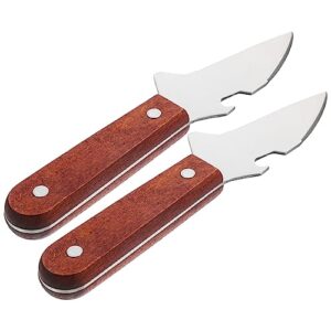 home tools oyster shucking knife 2pcs oyster knife shucker set oyster shucker clam knife with wood handle seafood opener for kitchen chef picnic grilling