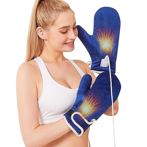 JOBYNA 2 Pack Electric Heated Gloves for Hand Pain Relief, 86-158℉ Fast Wrist/Fingers/Whole Hand Heating Pad, Auto Shut Off, Hand Warmer Ideal for Arthritis Pain Relief & Carpal Tunnel Relief