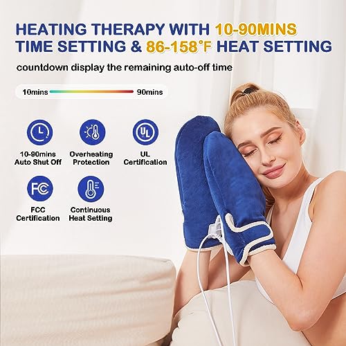 JOBYNA 2 Pack Electric Heated Gloves for Hand Pain Relief, 86-158℉ Fast Wrist/Fingers/Whole Hand Heating Pad, Auto Shut Off, Hand Warmer Ideal for Arthritis Pain Relief & Carpal Tunnel Relief