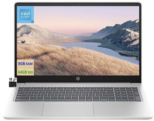 hp 2023 newest chromebook laptop student business, 15.6" hd display, quad-core intel n200 processor(upto 3.7ghz), uhd graphics, 8gb ram, 64gb emmc,hd webcam,wifi, long battery,chrome os+marxsolcables