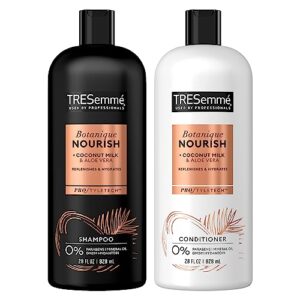 tresemme shampoo and conditioner set - botanique coconut nourish sulfate-free shampoo and conditioner, aloe vera & coconut shampoo and conditioner, 28 fl oz (2 piece set)