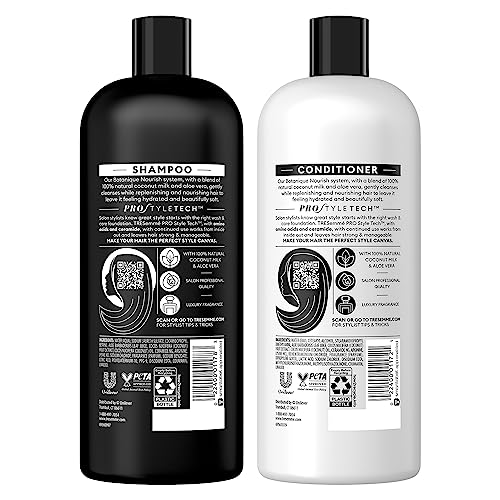 TRESemme Shampoo and Conditioner Set - Botanique Coconut Nourish Sulfate-Free Shampoo and Conditioner, Aloe Vera & Coconut Shampoo and Conditioner, 28 Fl Oz (2 Piece Set)