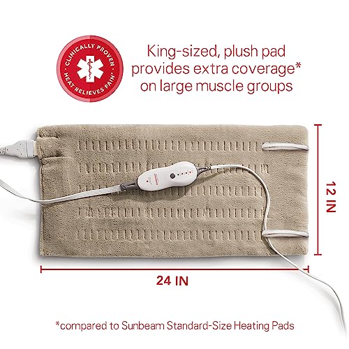 Sunbeam® Premium Sunbeam® Heating Pad with Compact Storage, King Size, Beige