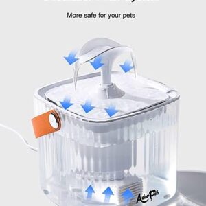 AdorPets 2023 Cat Water Fountain, 67oz/2L Pet Water Fountain, Cat Fountain Whit Strap To Carry, Water Filter Whit Carbon-Ion, Pet Fountain USB Adapter, 3 Types Water Fountain, Multiple Pets, Cat & Dog