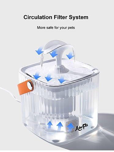 AdorPets 2023 Cat Water Fountain, 67oz/2L Pet Water Fountain, Cat Fountain Whit Strap To Carry, Water Filter Whit Carbon-Ion, Pet Fountain USB Adapter, 3 Types Water Fountain, Multiple Pets, Cat & Dog