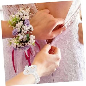 EXCEART 15pcs Bridal Wrist Pearls Bracelet for Mom Stretch Bracelet Flowers Decoration Corsage Stretch Pearl Wedding Wristband Corsage Wristlet Wedding Party Supply Wrist Ornament Bride