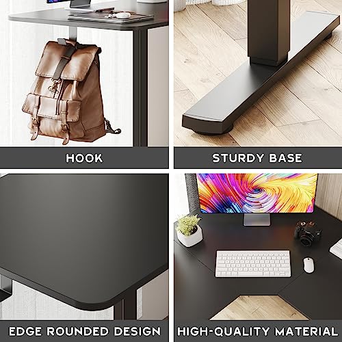 Flamaker L-Shaped Electric Standing Desk, 47 Inch Height Adjustable Sit Stand Desk, Computer Home Office Corner Desk Memory Preset (Black)