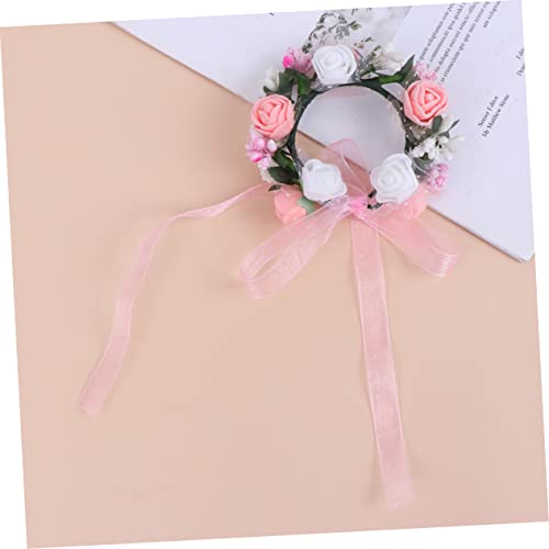 FOMIYES 2pcs Hair Tie Bracelet Bride Headpieces for Wedding Corsage Wristlet Band Flower Garland Flower Wristband Floral Headdress Hair Accessories Headband Headgear Hair Ring The Flowers