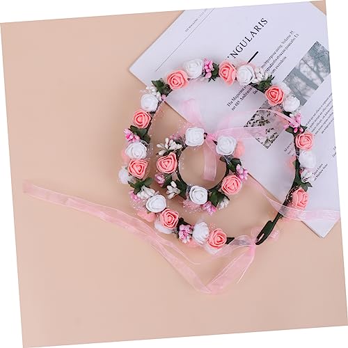 FOMIYES 2pcs Hair Tie Bracelet Bride Headpieces for Wedding Corsage Wristlet Band Flower Garland Flower Wristband Floral Headdress Hair Accessories Headband Headgear Hair Ring The Flowers