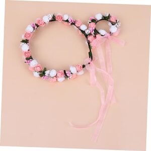 FOMIYES 2pcs Hair Tie Bracelet Bride Headpieces for Wedding Corsage Wristlet Band Flower Garland Flower Wristband Floral Headdress Hair Accessories Headband Headgear Hair Ring The Flowers