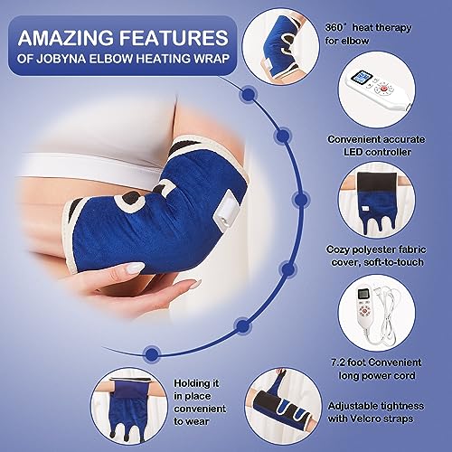 JOBYNA Heating Pad for Elbow Pain, Adjustable Tennis Elbow Pad for Men Women, 86℉-158℉ & Auto Shut Off, Heat Therapy for Golfer's Elbow, Bursitis, Sprains, Strains, Tendonitis, and Arthritis