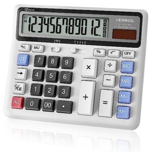 desk calculator 12 digit, large computer keys,desktop dual power battery and solar, calculator with large lcd display for office,school, home & business use,automatic sleep.7.6 * 6.4in (black)