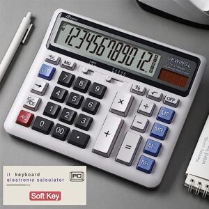 Desk Calculator 12 Digit, Large Computer Keys,Desktop Dual Power Battery and Solar, Calculator with Large LCD Display for Office,School, Home & Business Use,Automatic Sleep.7.6 * 6.4in (Black)