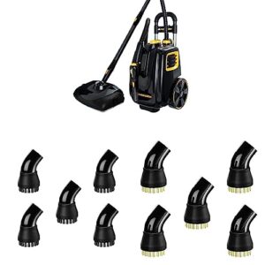 mcculloch mc1385 deluxe canister steam cleaner with 23 accessories, chemical-free pressurized cleaning, 1-(pack), black & nylon utility brush (5 pack) & a1230-006 brass brush (5 pack), black, 5 count