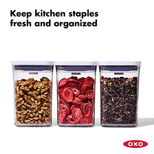 OXO Good Grips 6 Piece(3 Containers & 3 Scoops) Large Canister Set with Scoops, 4.4 qt each, White & 3-PC Small Square Short POP Container Set, White & Good Grips 4-Piece Mini POP Container Set