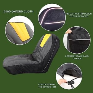 Riding Lawn Mower Seat Cover, Heavy Duty Polyester Oxford Tractor Seat Cover with Padded Cushion Surface, Durable Seat Cover Fits Craftsman,Cub Cadet,Kubota Lawn Mower Tractor (M-NonArmrests)