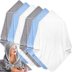 6 pack baby bath towel, coral fleece soft absorbent newborn hooded towel for kids, 30 x 30 inch hooded baby toddler bath blanket towel for babies toddler infant shower gift supplies (gray/beige/blue)