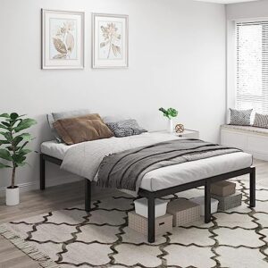 Bonkiss Full Bed Frame 3000 lbs+, Full Bed Frame No Box Spring Needed, Heavy Duty Tall Metal Full Platform Bed Frames with Large Storage Space, Noise Free, Black.