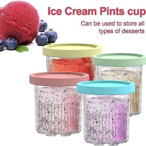 Creami Pint Containers Replacement for Ninja Creami Deluxe Pints 24oz NC501, Compatible with Ninja NC501 NC500 Series Creami Deluxe Ice Cream Makers, Ice Cream Containers with Leak Proof Lids