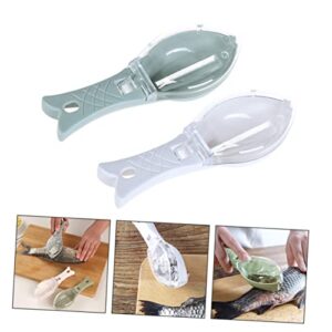 4 Pcs Scale Remover Household Cleaner Seafood Tools Filet Knife with Sharpening Sheath Fish Skin Graters Fish Scaler Brush Fish Scale Scraping Tool Fish Scale Scraper Green Sheller