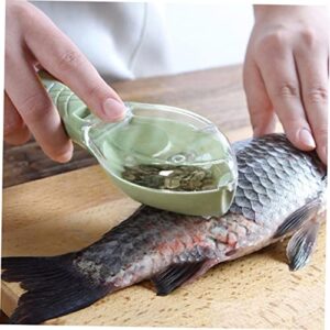 4 Pcs Scale Remover Household Cleaner Seafood Tools Filet Knife with Sharpening Sheath Fish Skin Graters Fish Scaler Brush Fish Scale Scraping Tool Fish Scale Scraper Green Sheller